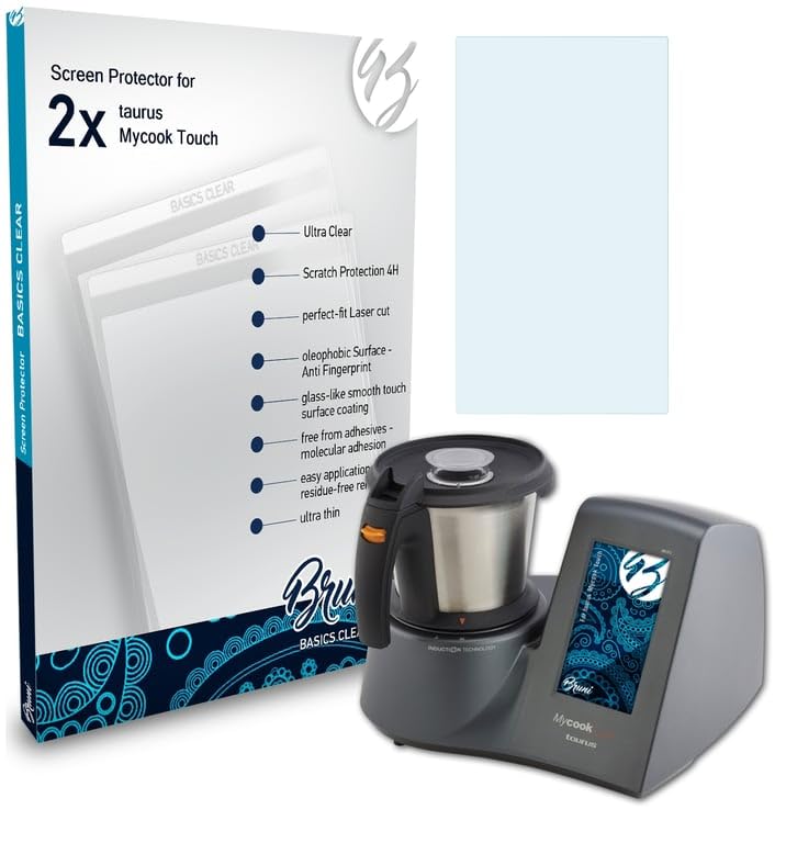 Bruni Película Protectora compatible con taurus Mycook Touch Protector Película, claro Lámina Protectora (2X)