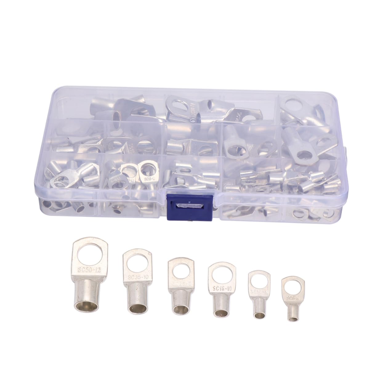 Anneome Connecteurs de Borne Annulaire Tubulaire Cosses Électriques Robustes Extrémités Fermées en Cuivre Nu 120pcs pour Câbles de Batterie, pour Installations Extérieures