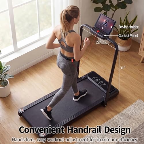 Image of NEWBULIG Under Desk Walking Pad Treadmill, Portable Compact Electric Treadmill with Remote Control, Quiet Fitness Equipment & LED Display for Home & Office, Black&Sliver