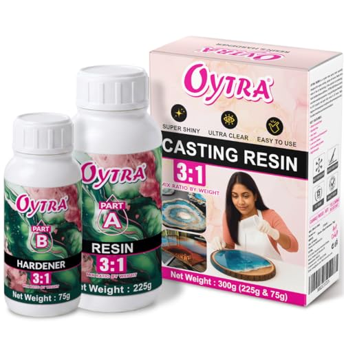 Image of Oytra 3:1 Casting Epoxy Resin & Hardener Crystal Clear Bubble Free Deep Pour Liquid for River Table Tabletop High Gloss Self Leveling Kit for Beginners (300 Grams)