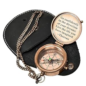 Thoreau’s Go Confidently Engraved Compass Graduation Gift, Graduation Gift for him, Cool high School Gift, Boating Hiking Compass, Religious Gifts, Confirmation Gift Direction Compass