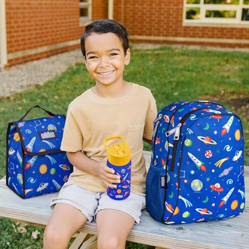 Image of Wildkin 15 Inch Backpack for Kids, Out of this World | Ages 5-10, padded straps, side water bottle pocket - coordinates with matching Wildkin lunch boxes and water bottles