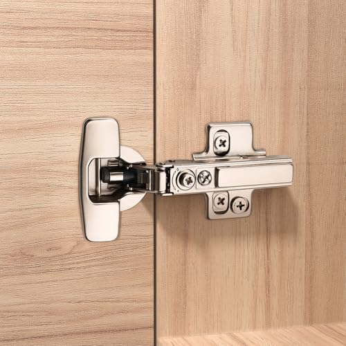 Furniware 2 Pack Frameless Full Overlay Soft Close Cabinet Hinges, Speed Control 4D Adjustment European Hinges, Stainless Steel Kitchen Cabinet Hardware Clip-On, 45~110° Open Angle