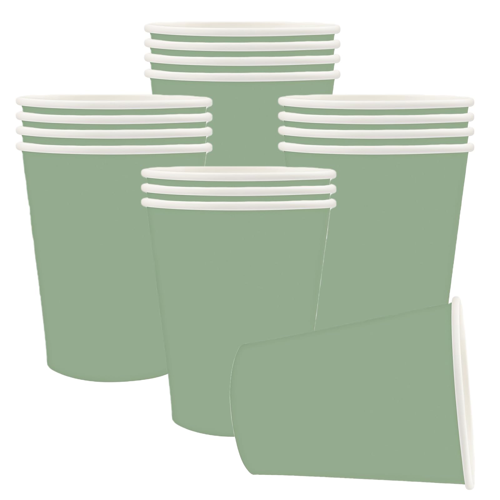 ATBEAMEN 16Pcs Sage Paper Cups 9oz,Green Sage 250ml Drinking Cups Disposable Party Paper Cup Solid Cup for DIY Birthday Christmas,Picnic,Baby Shower Wedding Party Cups Supplies