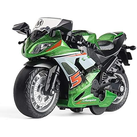 MING YING 66 Toy Motorcycle - Pull Back Toy Car with Sound and Light Toy,Toy Motorcycles for Boys,Toys for 3-9 Year Old Boys (Green) Cover