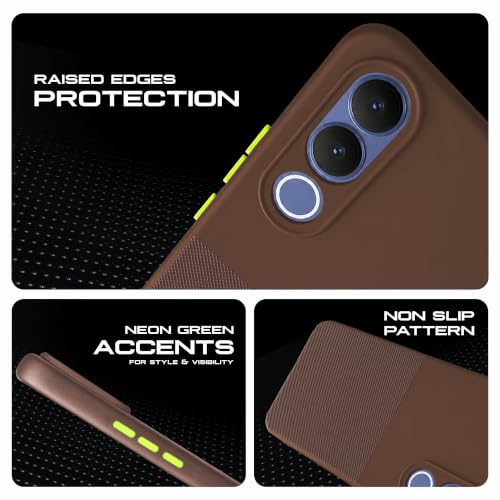 Image of AIBEX Premium Back Cover Case Compatible for Vivo V70 FE 5G | Scratch & Drop Tested Shockproof Matte Texture Case with Soft Microfibre Lining | Slim Fit Cover with Anti-Scratch Finish - Brown