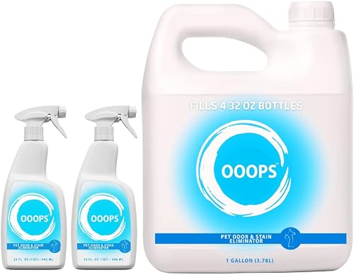 OOOPS Pet Odor & Stain Eliminator - Enzyme Pet Odor Eliminator for Home - Dismantles Odors on a Molecular Level, Cats, Dogs, Puppy, Freshener, Furniture - Carpet Cleaner Spray |1 Gallon 3.78L
