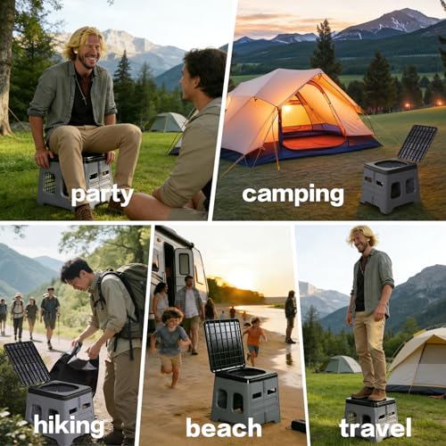 Portable Camping Toilet for Adults - Portable Folding Toilet with Lid,Travel Portable Potty for Adults,Porta Potty Car Toilet,Grey - Image 5
