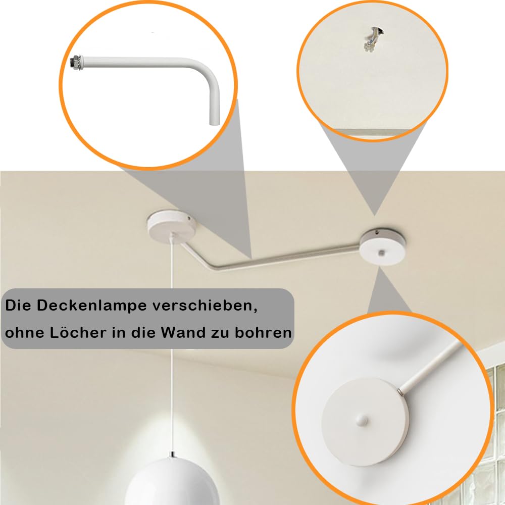 Rallonge de câbles, guide-câbles en métal, cache-câbles en forme de L, cache-câbles pour lampe (blanc, 30 cm)