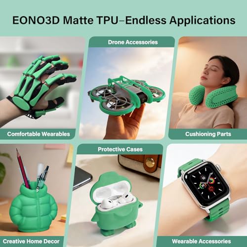Image of Matte TPU Filament 1.75mm, 1kg - Shore 95A Flexible & Durable TPU, Matte Green, Low-Gloss Matte Finish, Minimal Layer Lines, for Phone Cases, Wearables & Functional Parts