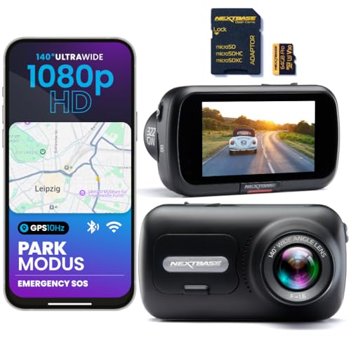 Nextbase® 322GW Dashcam Auto Vorne | Parkmodus 24/7 Parküberwachung | 1080p 60fps Dash Cam | 2,5-Zoll-Bildschirm | Auto Kamera 140 Grad Betrachtungswinkel mit Nachtsicht | Inklusive 64GB MicroSD Karte