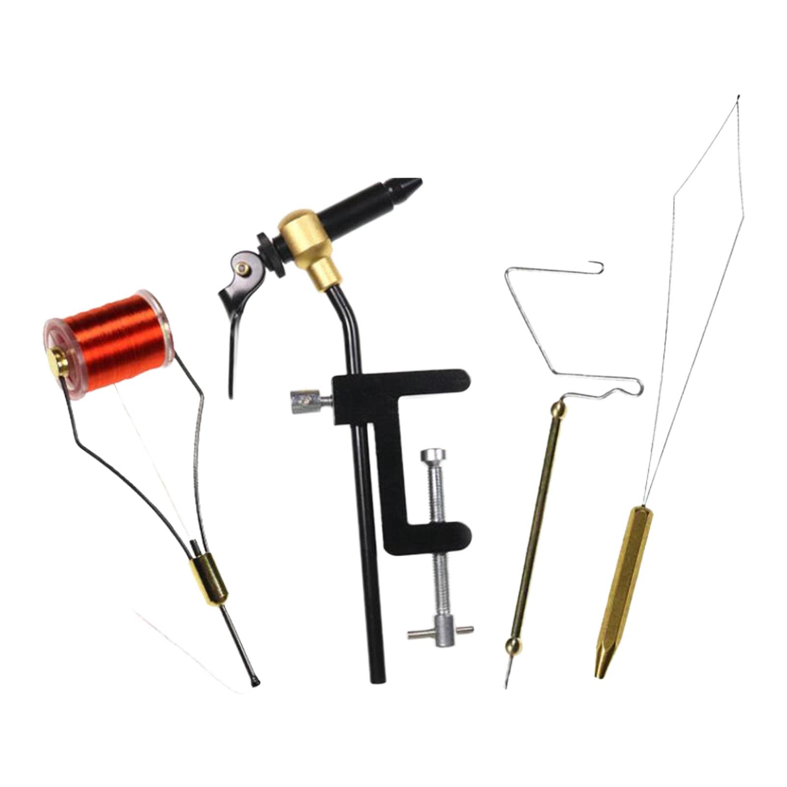 Fly Tying Tool Kit, 210mm Rotary Finisher Set - 4 Pcs Copper & Steel Fishing Tool for Dry/Wet Flies, Nymphs & Streamers