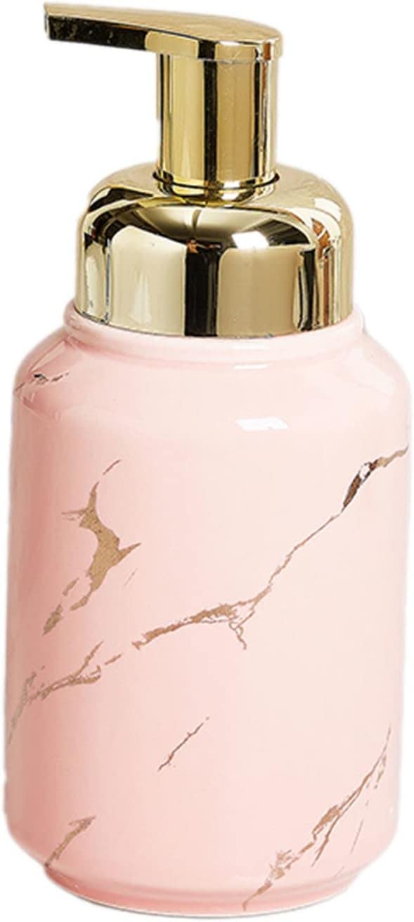 Distributeur mousse pour les mains en céramique rose marbrée parfait pour décorer la cuisine