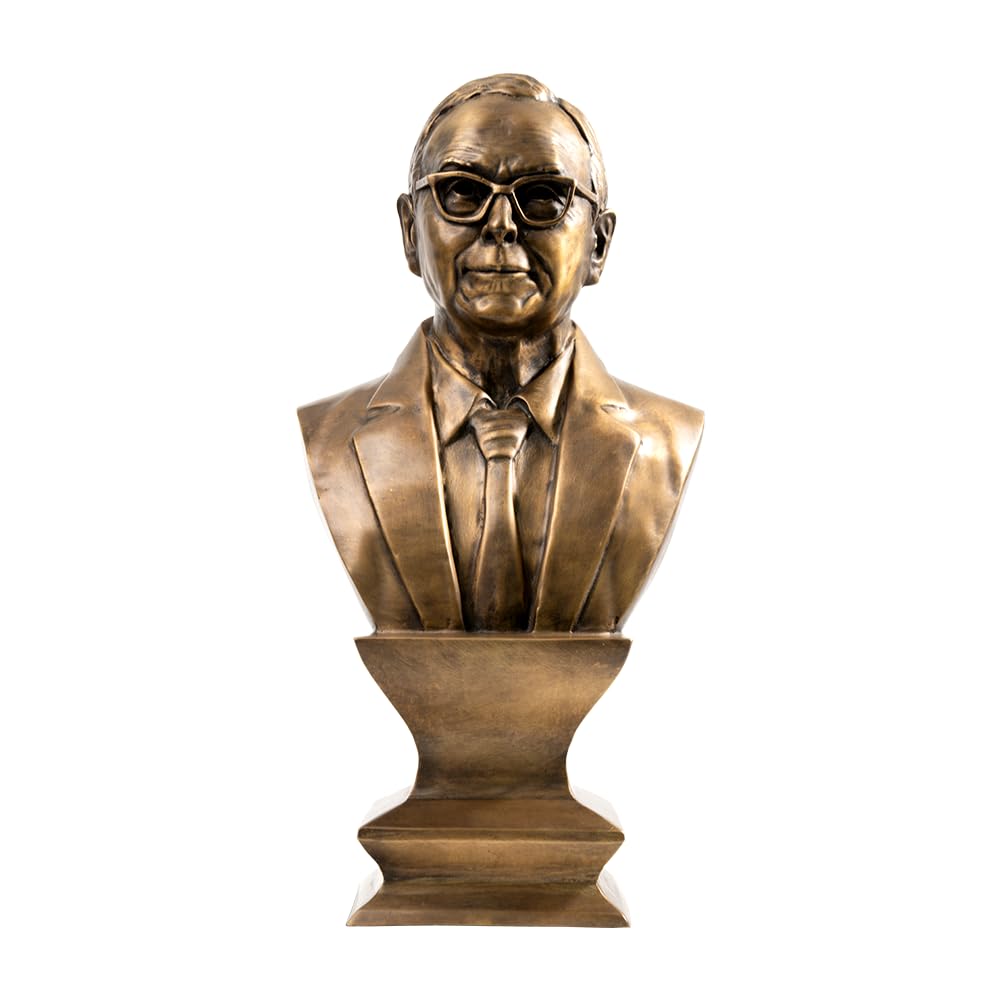 Handmade Everdur Bronze Charlie Munger Bust - Inspirational Office Decor - Heavy Brass Sculpture