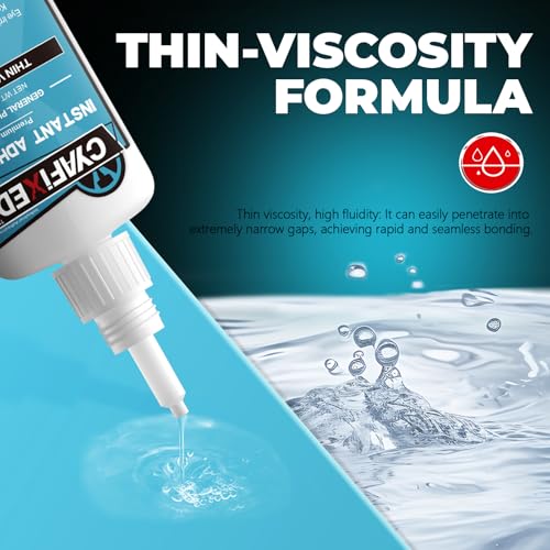 Thin Super Glue 113.6 Gram (4 oz), All Purpose Clear Liquid CA Glue Repair Wood Ceramic Glass Plastic, Heavy Duty Cyanoacrylate Adhesive for 3D Print PLA Shoe Metal, Strong Bond and Instant Superglue