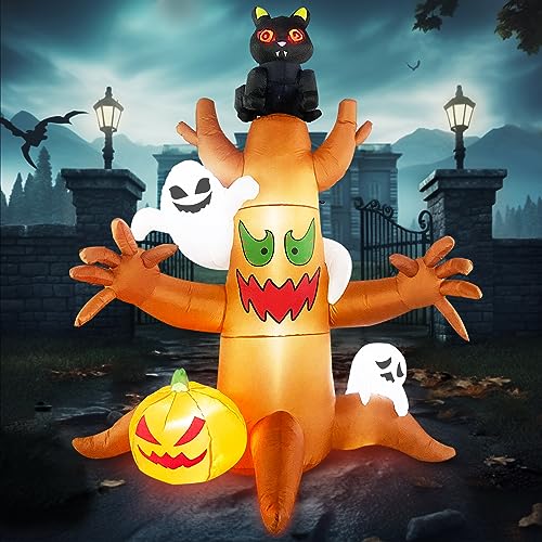 Danxilu 8 FT Halloween Inflatable Tree Outdoor Decorations with Glowing Red-Eyed Cat & Ghosts & Pumpkin, Blow Up Inflatables Decoration with Build-in LEDs for Halloween/Outdoor/Yard/Garden/Lawn Danxilu 8 FT Halloween Inflatable Tree Outdoor Decorations with Glowing Red-Eyed Cat & Ghosts & Pumpkin, Blow Up Inflatables Decoration with Build-in LEDs for Halloween/Outdoor/Yard/Garden/Lawn