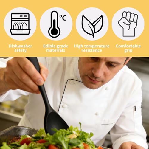 2 Stück Servierlöffel, aus Silikon, Antihaft Reislöffel für Reiskocher, Kartoffelpüree und klebrige Speisen, hitzebeständiger Küchenlöffel zum Kochen und Rühren ohne Kratzer in Töpfen und Pfannen