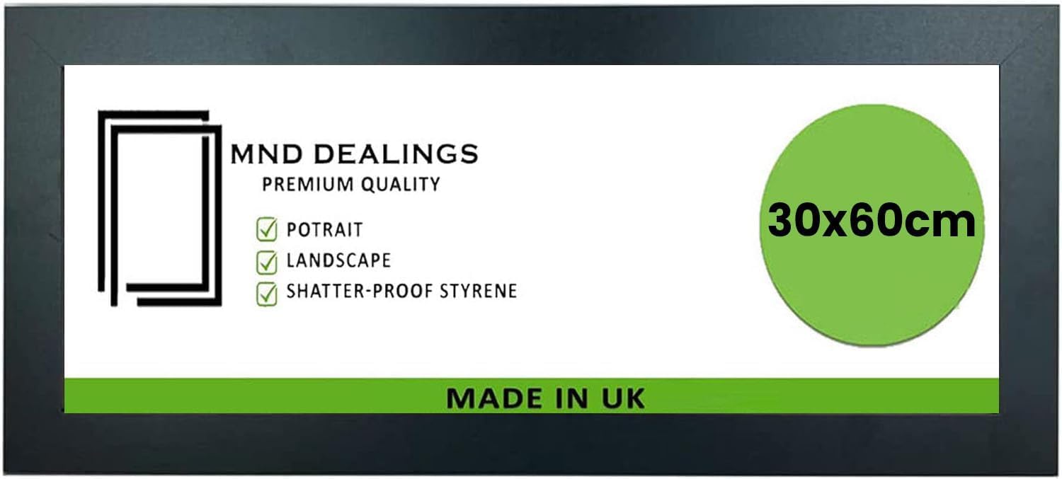MND Dealings ® Modern 30x60cm Poster Photo Frames Wall Hanging or Tables Table Top with Backboard & Styrene Perfect for Your Wall Gallery or Living Room (12x24 inch,black)