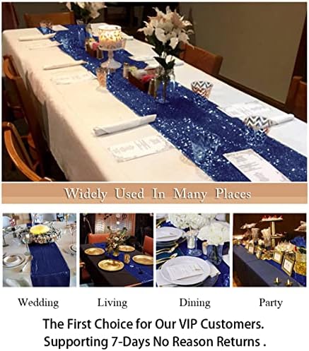 Table Runner with Tassel Navy Blue Sequin Table Runner 12x72-Inch Kitchen Runner Home Decor Dining Table Runner for Parties Wedding Table Runners Christmas Table Runner for Holidays (12x72-Inch, Navy)