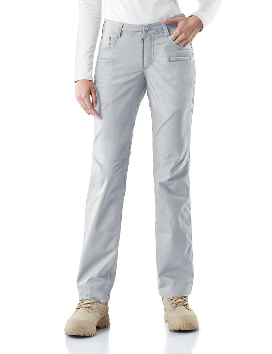 CQRWomen's Flex Stretch Tactical Pants, Water Resistant Ripstop Work Pants, Outdoor Hiking Straight/Cargo Pants with Pockets