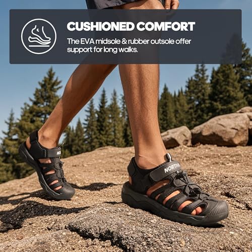 NORTIV 8 Men's Sandals, Closed Toe Athletic Sport Sandals, Mens Summer Shoes, Lightweight Trail Walking Sandals for Men4