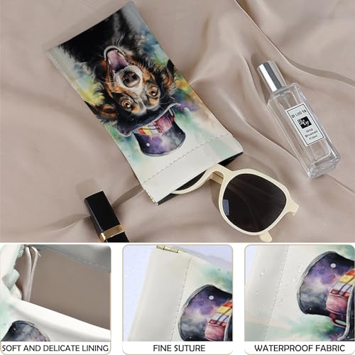 Image of 2 PCS Glasses Eyeglass Sunglasses Case Pouch Soft PU Leather Cute Aesthetic with Cleaning Cloth for Boys Men Man