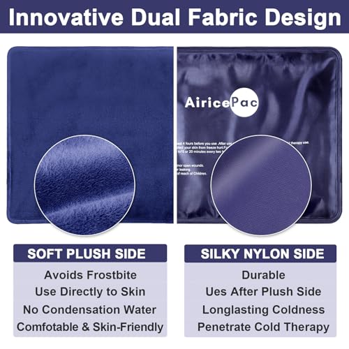 Image of AiricePac Ice Packs for Injuries Reusable, 10 inchx 14 inchGel Cold Pack for Knee Neck Shoulder Ankle Elbow Hip Back Pain Relief, Cold Compress Therapy for Swelling, Bruises, Surgery, 10 inchx 14 inch, Blue