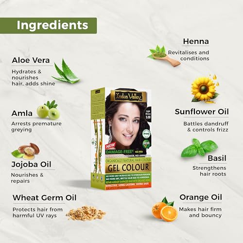 Image of INDUS VALLEY Natural Damage Free Gel Colour Light Brown With Hair Ultima Spa (175 ml)