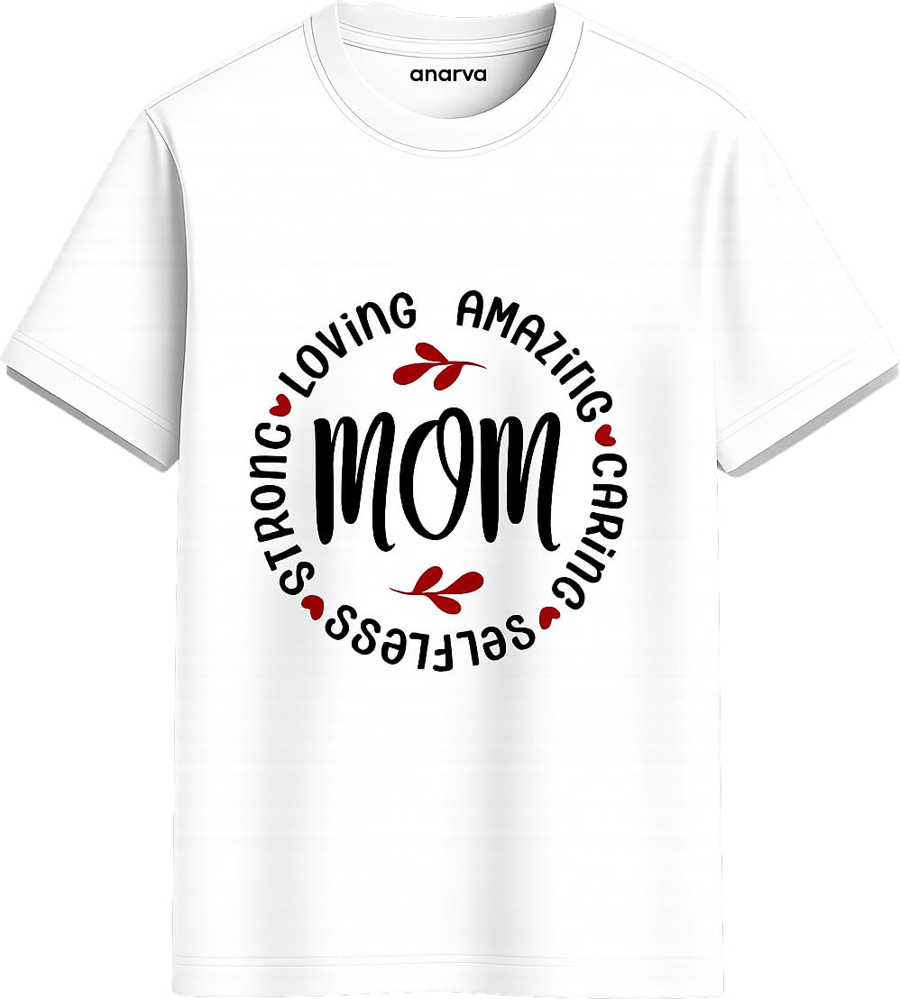 Amazon Brand - Anarva- Mother’s Day Special T-Shirt for Women | Stylish Mom Theme Graphic Tee | Soft Cotton Casual Wear | Gift Idea