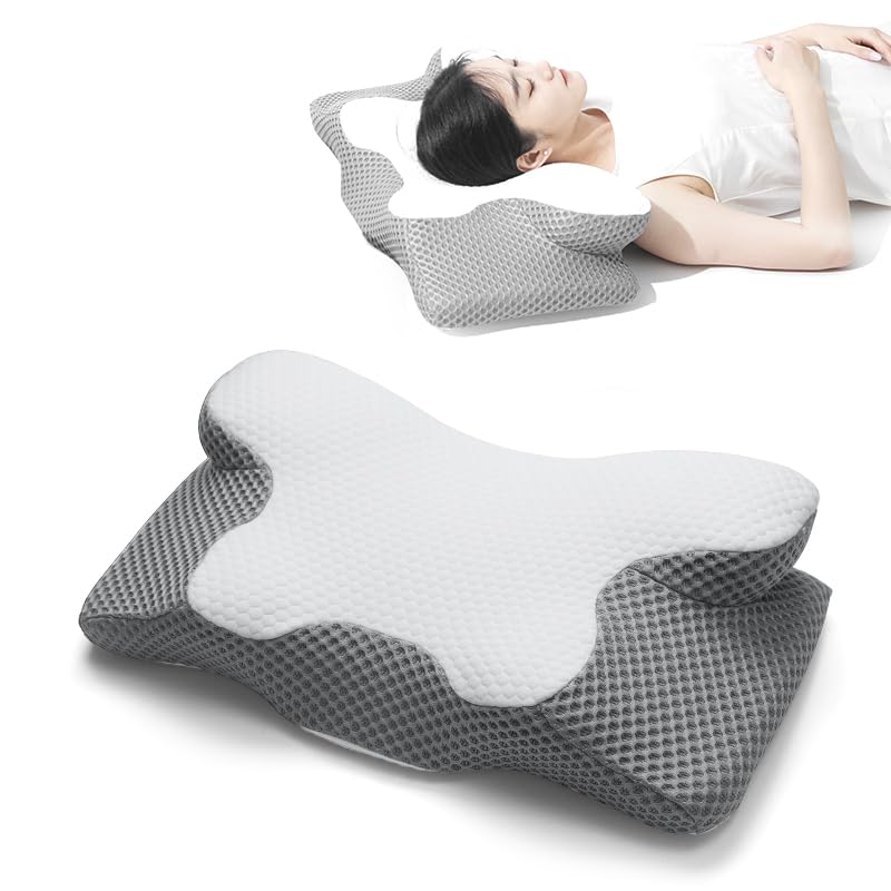 ZUSUZU Almohada Cervical de Espuma Viscoelastica,Almohada Ortopédica Ergonómica,Almohada Antironquidos para Dormir de Lado y Boca Arriba Alivia Dolor de Cuello y Espalda,60 * 34 * 13/10CM