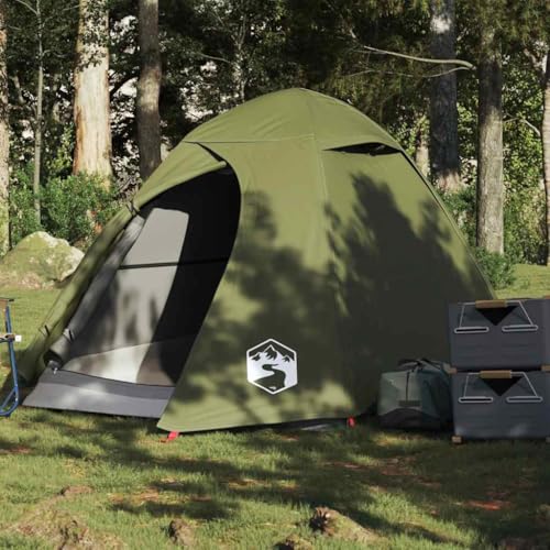 2-Person Kuppel-Campingzelt, Olivgrün Wasserdicht, 220x135x108cm Innenmaß, Leichtes Outdoor Zelt mit Regendach, E-Anschluss, Tragetasche für Camping & Wandern