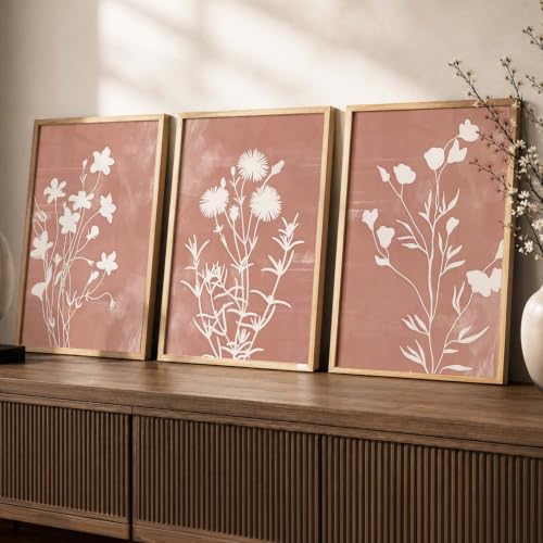 Image of kotart Botanical Art Home Decoration Painting | Floral Paintings With Frame For Living Room Bed Room Hotel Wall Decor Digital Reprint Set of 3 (35x37 Inch)