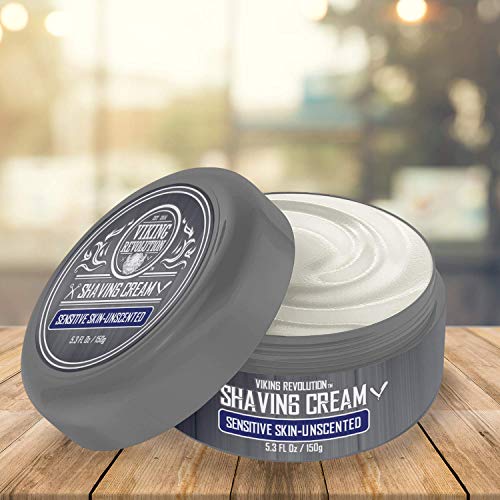 Luxury Shaving Cream For Sensitive Skin- Unscented - Soft, Smooth & Silky Shaving Soap - Rich Lather For The Smoothest Shave - 5.3Oz #TOP2