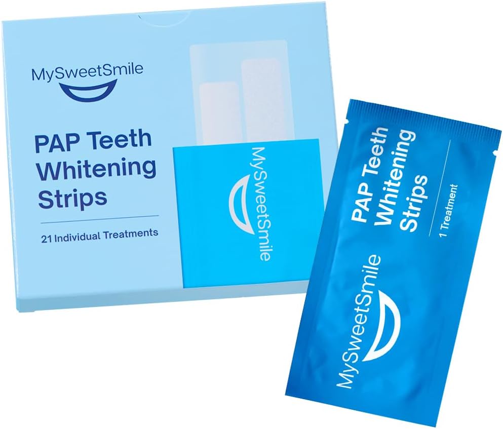 Pap Teeth Whitening Strips - Enamel-Safe & Sensitivity Free Formula - 42 Peroxide Free - IndyBest Award Winning Brand - 21 Treatments - Mint Flavor
