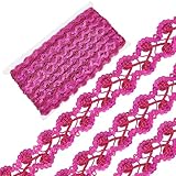 Bordure en dentelle à paillettes:ruban de dentelle à paillettes florales avec du rouge rose comme couleur de base, associé à des paillettes, sont uniques et attrayants, rendre les vêtements ou les accessoires plus nobles et plus magnifiques