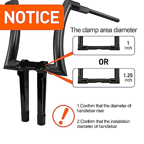 Sresk Straight Motorcycle Handlebar Risers For Harley, Tall Handlebar Riser Extension Kit With Cnc One Piece Top Clamp For 1 Inch Handlebars Dyna, Sportster, Low Rider,Street Bob (10",Black) #TOP7