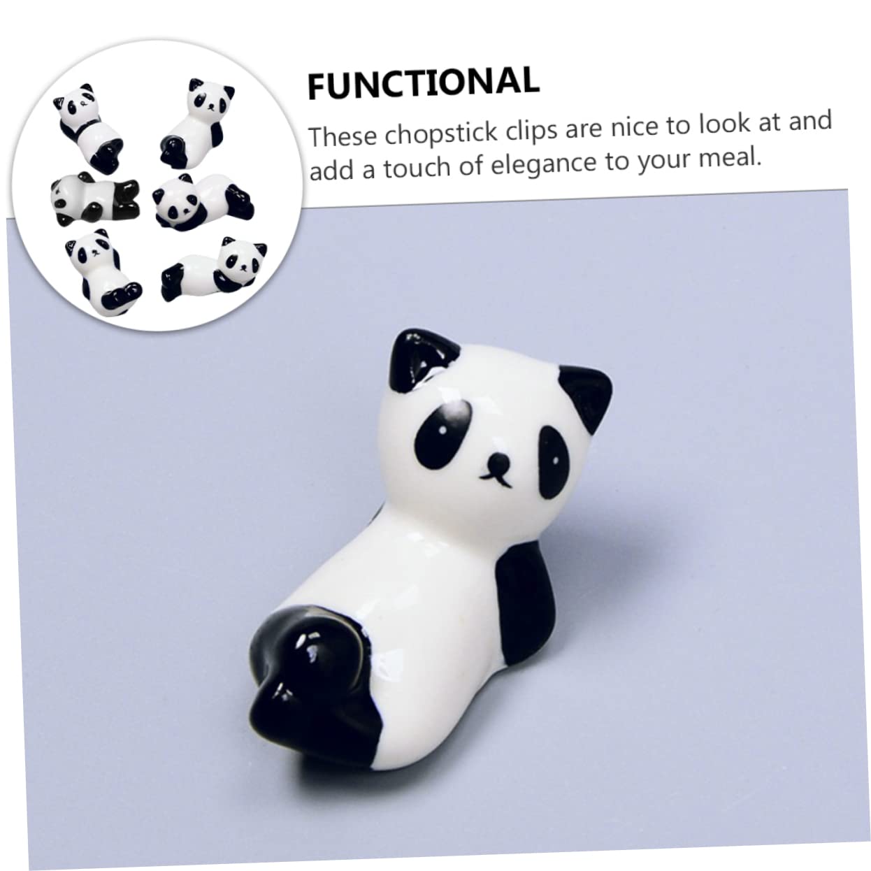BEBEMOKO 6Pcs Adorable Ceramic Panda Chopsticks Rest Rack Stand Decorative Chopstick Holder for Panda Lovers Stylish present for Friends Family Mixed Style Design