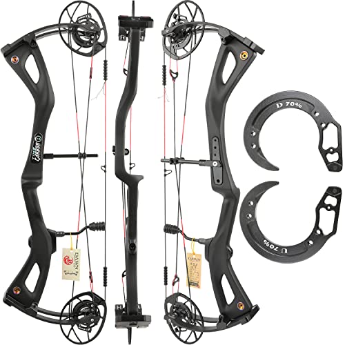 【Arco Compound di alta Qualità】 Impugnatura dell'arco: Carbonio puro ultraleggero. Arti: Archi da competizione American Gordon. Camma: lavorazione CNC in lega di alluminio 7075, superficie anodizzata. È leggera e resistente. Sistema a doppia camma ad alte prestazioni. Arco BCY importato. Tiro più stabile e meno rumoroso.