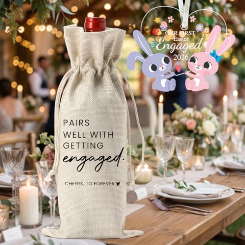Image of Easter Engaged Gift Engagement Gifts for Couples Her Easter Engagement Party Decorations Gifts for Engaged Couple Wine Bag Acrylic Bunny Ornament 2026