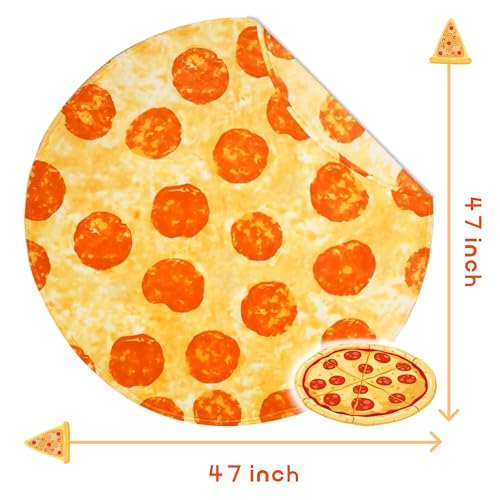 Image of Bnuitland Pizza Funny Blanket, 300 GSM Double Sided Giant Novelty Realistic Food Blanket for Adults and Kids, Super Soft Flannel Throw