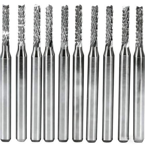 Candeon Schaftfräser CNC-Fräser-Bits – 10 Stück, 2 mm, Hartmetall-Schaftfräser, Gravur-Bits, gerader Schaft, Fräser, Werkzeug, Schnitzbohrer, SMT/CNC/P-C-B Cutter