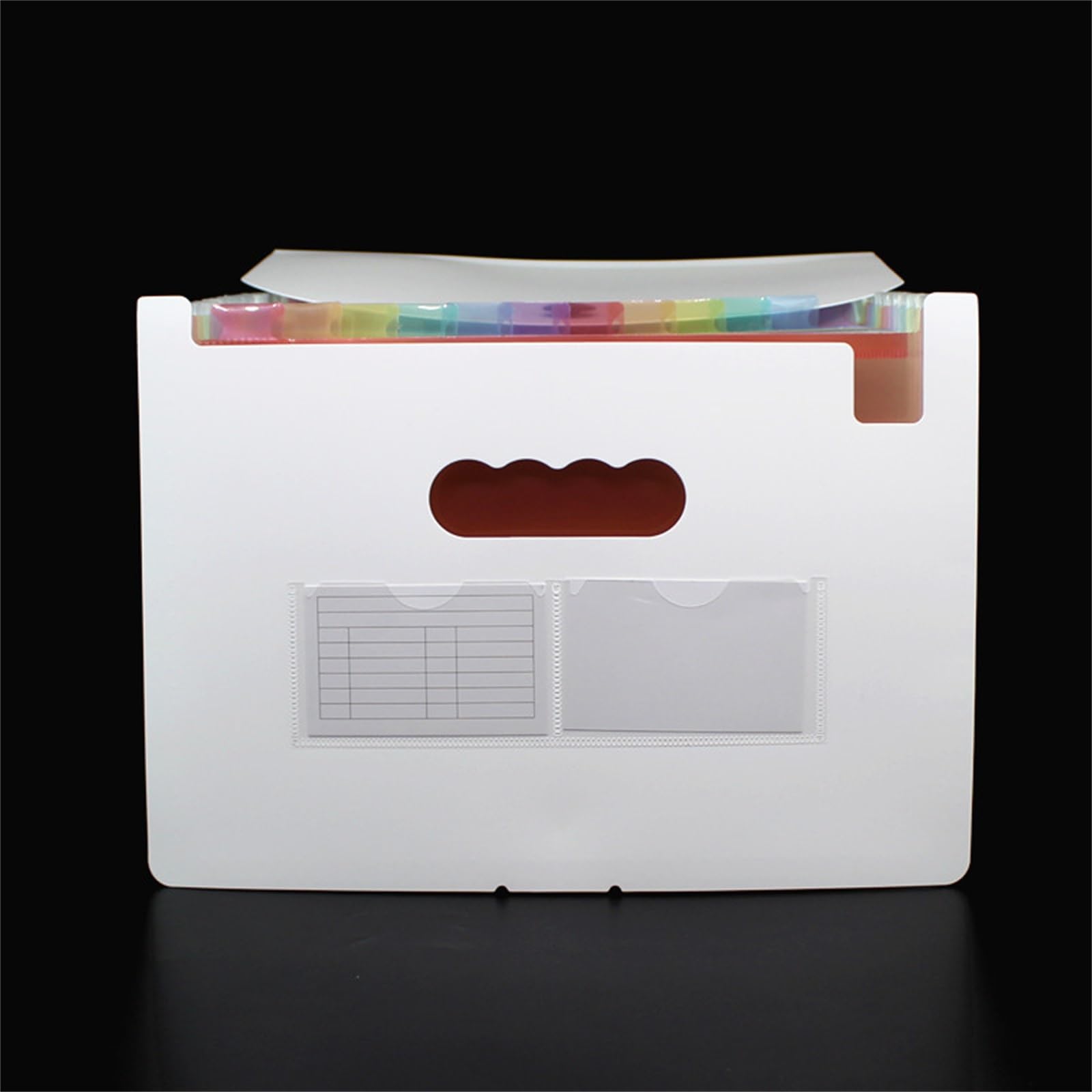 Carpeta Clasificadora Carpeta A4 multicapa de plástico con soporte de papel de prueba, carpeta telescópica de almacenamiento de datos de pie(White)