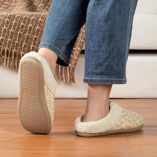 Image of ULTRAIDEAS Women's Indoor Bedroom Slipper with Memory Foam, Gift for Women, Wool-Like House Shoe with Anti-Skid Rubber Sole for Ladies