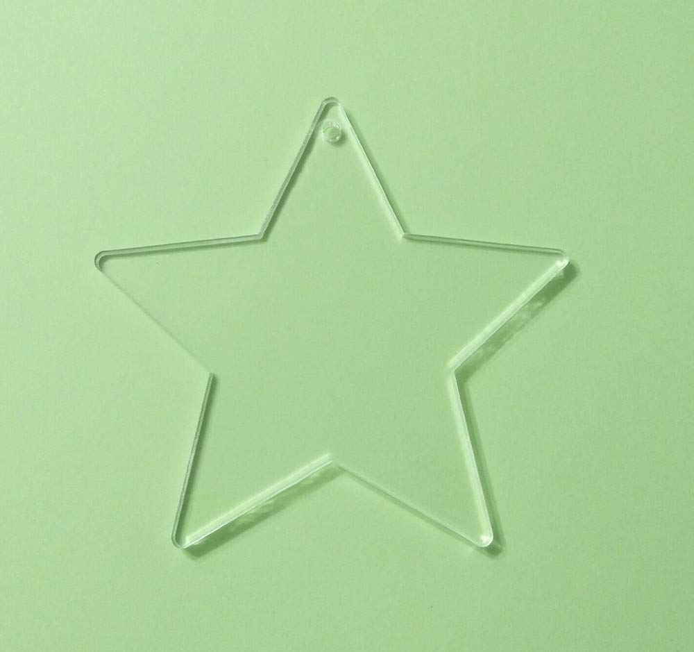 RUIXUAN 15PCS of Acrylic Christmas Ornaments Blanks Stars 1/8