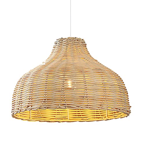 Lámpara Colgante de Mimbre Natural con Pantalla de bambú Tejida, Estilo del sudeste asiático, Estilo Retro, Hecha a Mano, para el hogar, la Sala de Estar, la Cocina, el Dormitorio y el Restaurant