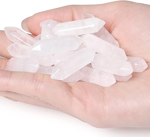 Miniatura 30 de QINJIEJIE Juego de 20 piezas de varitas de cristales turquesa, piedras sanadoras, puntas de cristal a granel, gemas hexagonales pulidas, piedras