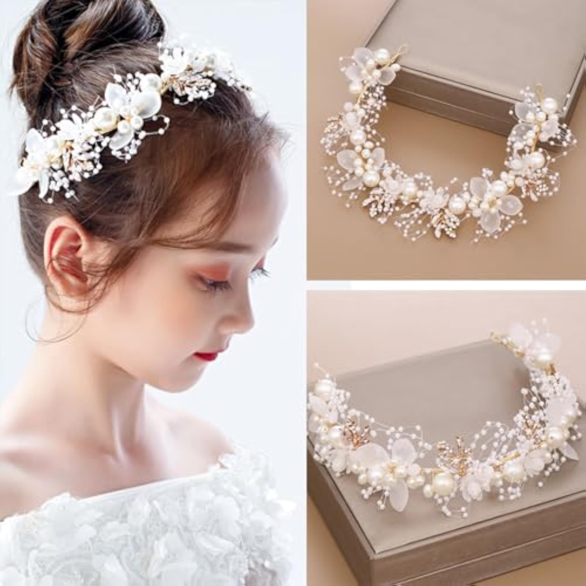 6pc First Communion Veil Set for Girls, Bow Veil & Gloves