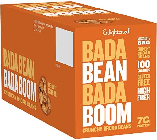 Enlightened Bada Bean Bada Boom Plant-based Protein, Gluten Free, Vegan, Non-GMO, Soy Free, Kosher, Roasted Broad Fava Bean Snacks, Mesquite BBQ, 1 Ounce (12 Count) …
