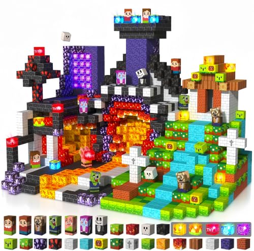 Magnetic Blocks with Light up Blocks -150PCS Magnetic Blocks for Kids Ages 4 5 6 7 8+ Magnetic Building Blocks for Kids Light up Magnet Blocks for Kids Birthday Gift for 3-8 Year Old Boys Girls