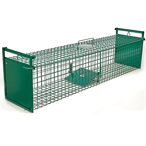 Lebendfalle 120 cm Extra starker Draht 2,5 mm Marderfalle Katzenfalle Tierfalle Kastenfalle Drahtkastenfalle mit 2 Eingängen Wetterfeste robuste Falle Effektiv und schonend einfacher fang Cover
